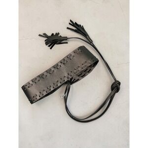 Boho ADA Collection Black Leather Wrap Tassel Belt One Size